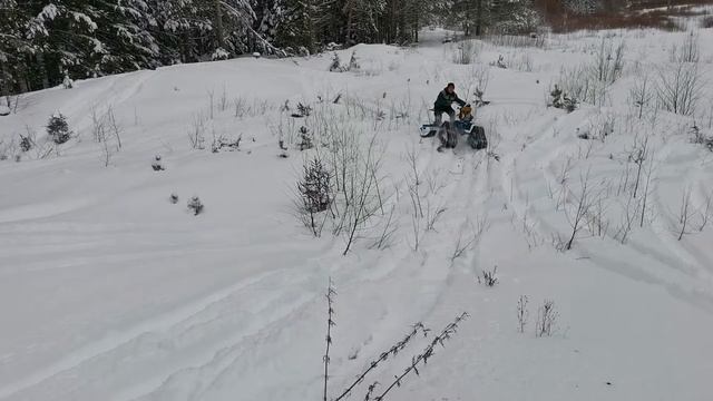 МОТОБЛОК Нева на гусянках по снегу...