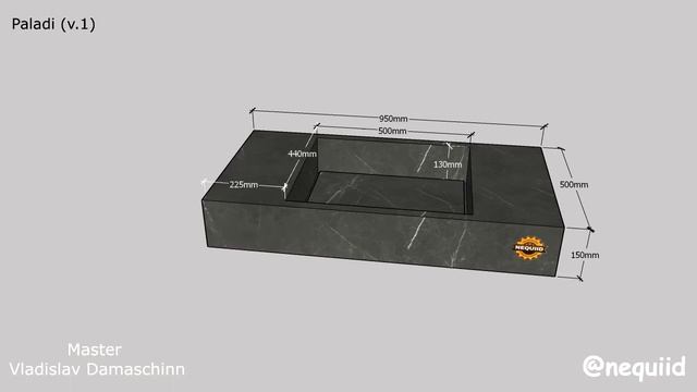 3D модель умывальника Paladi / Умывальник из керамогранита, плитки! Кишинев смотреть онлайн