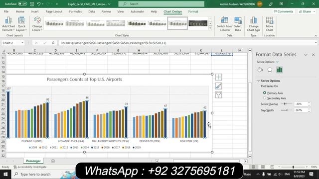 Exp22_Excel_Ch03_ML1_Airports | Excel Chapter 3 Mid-Level 1 - Airport Passenger Counts