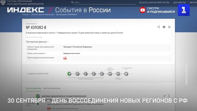 30 сентября – День Воссоединения новых регионов с РФ