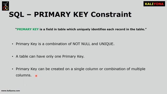 SQL Constraints - Part 1 | Structured Query Language - Complete Tutorial | Kaliyona | In Kannada