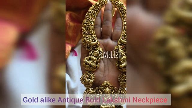 Gold alike Antique bold Lakshmi neckpiece | South Indian bridal temple neckpiece смотреть онлайн