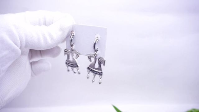 Серьги Конёк с подвесками посеребрение лошадки необычные 2614 Хорошие Вещи