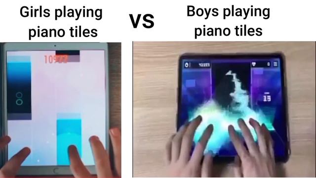 Girls playing piano tiles vs Boys смотреть онлайн