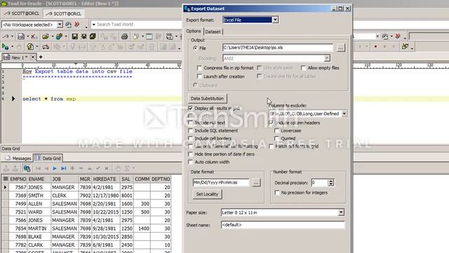 Export table data into excel file using TOAD смотреть онлайн