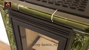 Готовый дровяной печь-камин с изразцами Helvetia K ABX - продажа из салона Строй-Камин, установка