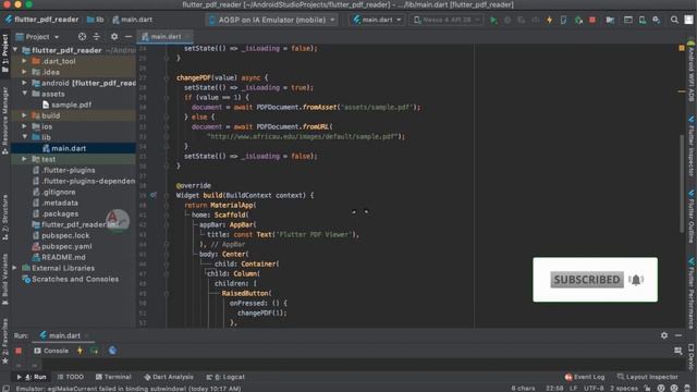 Flutter : PDF viewer implementation in your app | Assets, Api | Added Subtitles | flutter coding