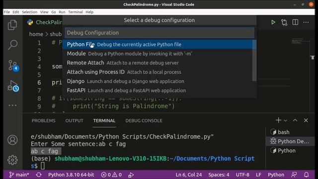 Python Code to Check String is Palindrome or not - Python