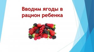 Ягода ВВОДИМ ЯГОДЫ В РАЦИОН РЕБЕНКА