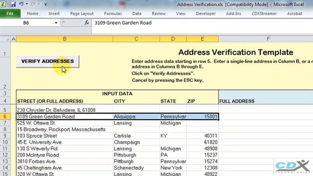 Verify Addresses in an Excel Template смотреть онлайн