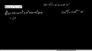 Derivar f(x)=x^2(x+4)^3 de producto de funciones, derivacion de multiplicacion de funciones