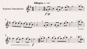 Гендель Гавот - видеоминусовка с нотами для саксофона-сопрано. Темп 80