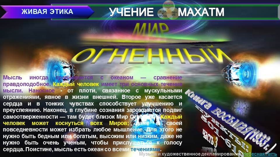 МИР ОГНЕННЫЙ (пп.501-618 ч.3) Книга 8. (1933 г) УЧЕНИЯ МАХАТМ "ЖИВАЯ ЭТИКА