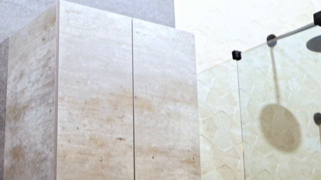 Интерьер ванной комнаты с душевой кабиной Анастасии Беловой в салоне «Галерея Дизайна»