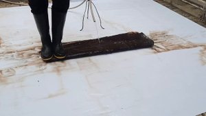 Very dirty handwoven carpet soiled with mud, satisfying carpet cleaning ??