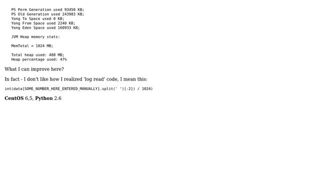 Code Review: Text parsing and calculator (calculate Java heap memory)