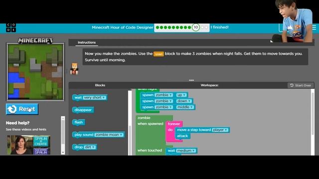 Minecraft Designer Level 7 to 12 Javascript Coding Part 2 at code org смотреть онлайн
