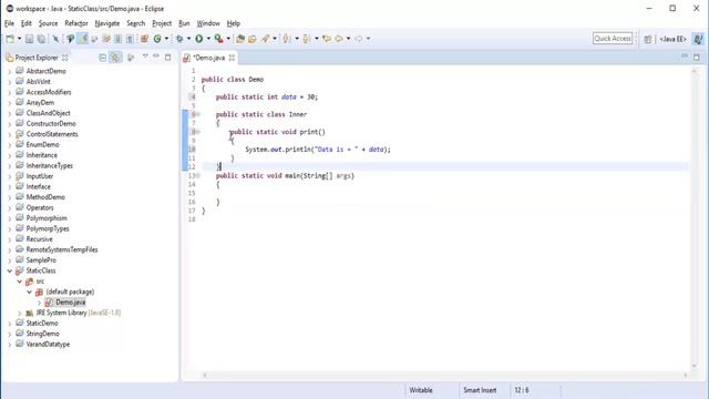 Java for beginners - Chapter 24 : Static classes in Java Part -1