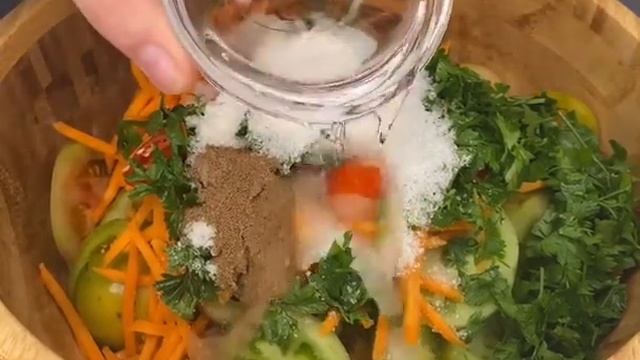 Зелёные помидоры по-корейски на зиму