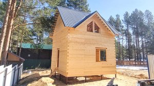 Красивый дом из бруса 6 на 6 в полтора этажа. Качество строительства Центра Домостроения, Сыктывкар