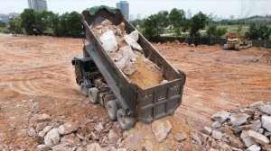 Ep108| OMG Extremely Mighty Komatsu Dozers Pushing Most Big Rock Mixed Stone By Dump Truck Shipping