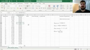 Multiple testing adjustment: Bonferroni, Holm, Chow-Denning, and Wilson (Excel)