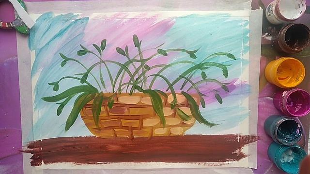 Рисуем  корзинку с поснежниками смотреть онлайн