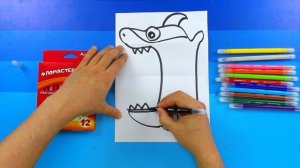 Учимся рисовать открытку-раскладушку с акулой - Рисуем простую акулу