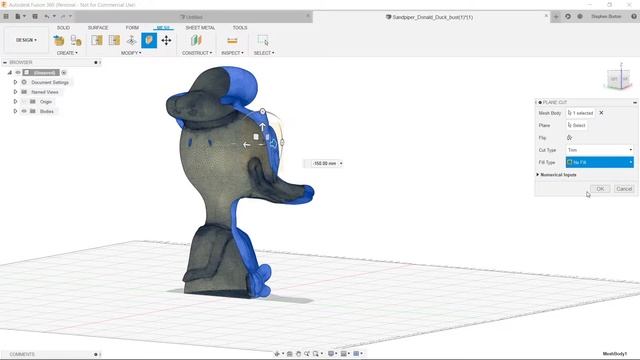 How to cut an STL for 3D printing in Fusion 360 смотреть онлайн