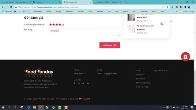 Giới thiệu website giới thiệu và bán đồ ăn nhanh kết hợp gợi ý sản phẩm đã mua php laravel