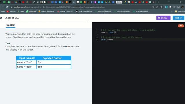 20 Chatbot v1 0 | Python Developer | Sololearn