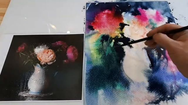 промо ролик.Пишем акварелью ПИОНЫ по-сырому смотреть онлайн