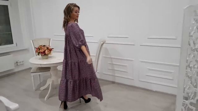 Платье из штапеля ярусное с рукавом 3/4! смотреть онлайн