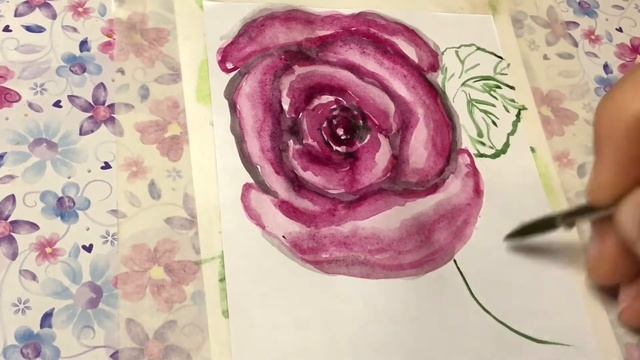 Просто рисуем/розы/листья/акварель/красками/рисование