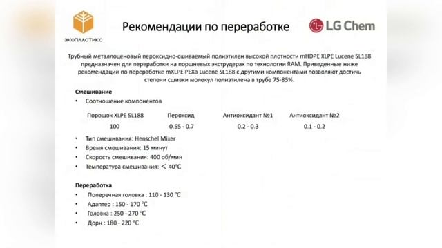 Презентация металлоценового трубного PEXа производства LG Chem смотреть онлайн