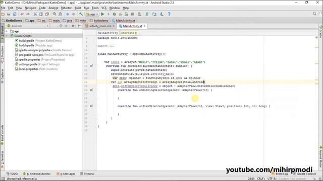 #25 Kotlin Android Tutorial | Spinner