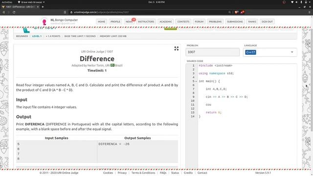 How to Solve URI Online Judge C++ Problem #1007 Difference