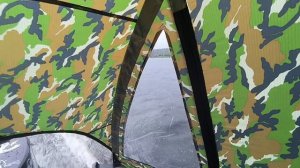 Лодка 280 с тентом на скорости в дождь)