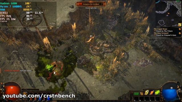 AMD Ryzen 7 6800HS  \ Radeon 680M iGPU \ Path of Exile @1080p medium settings