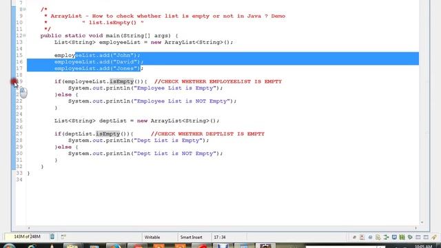 JAVA UTIL ARRAYLIST ISEMPTY METHOD EXAMPLE DEMO смотреть онлайн