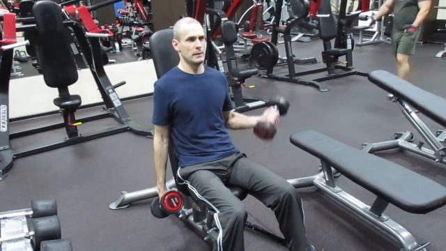 Сгибание гантелей сидя) смотреть онлайн