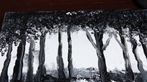 Рисуем акрил с помощью губки для посуды - Черно-белый пейзаж акрил