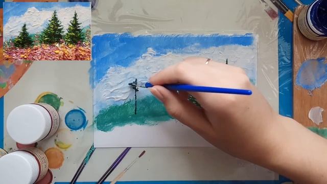 Объёмная живопись текстурной пастой и акрилом пошагово для начинающих (eng sub) 3d painting