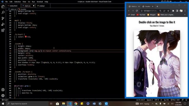 double click to like Image only html CSS and JavaScript @OnlineTutorialsYT #coding #css  #html