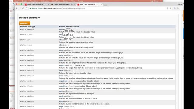 Java Math Class usage demo