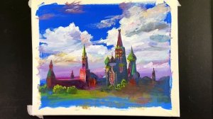 [Eng sub ] Kremlin / Russia / Acrylic landscape painting / Draw your country