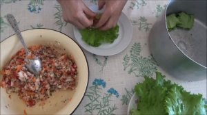 Голубцы из листьев салата. Сарма-Долма-Толма из салатных листьев. Готовим просто и легко!