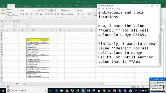 Repeat a cell value until a new value is seen in Excel смотреть онлайн