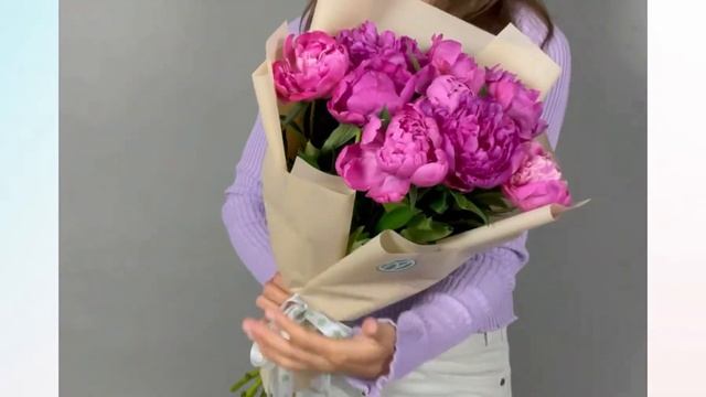 Букет из 9 малиновых пионов Россия смотреть онлайн