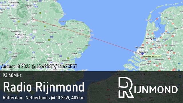 [Tropo FM DX] 93.40MHz Radio Rijnmond in the Netherlands from the UK смотреть онлайн